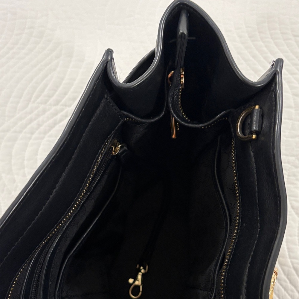 MICHAEL Michael Kors Black Hamilton Satchel with Gold Accents - Picture 12 of 15